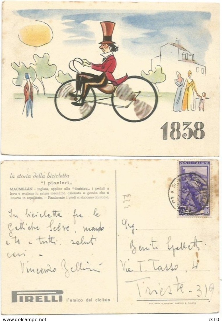 Pirelli Storia Della Bicicletta ADV Promo Pcard Macmillan Bicycle (1838) Used 31jan1952 - Other (Earth)