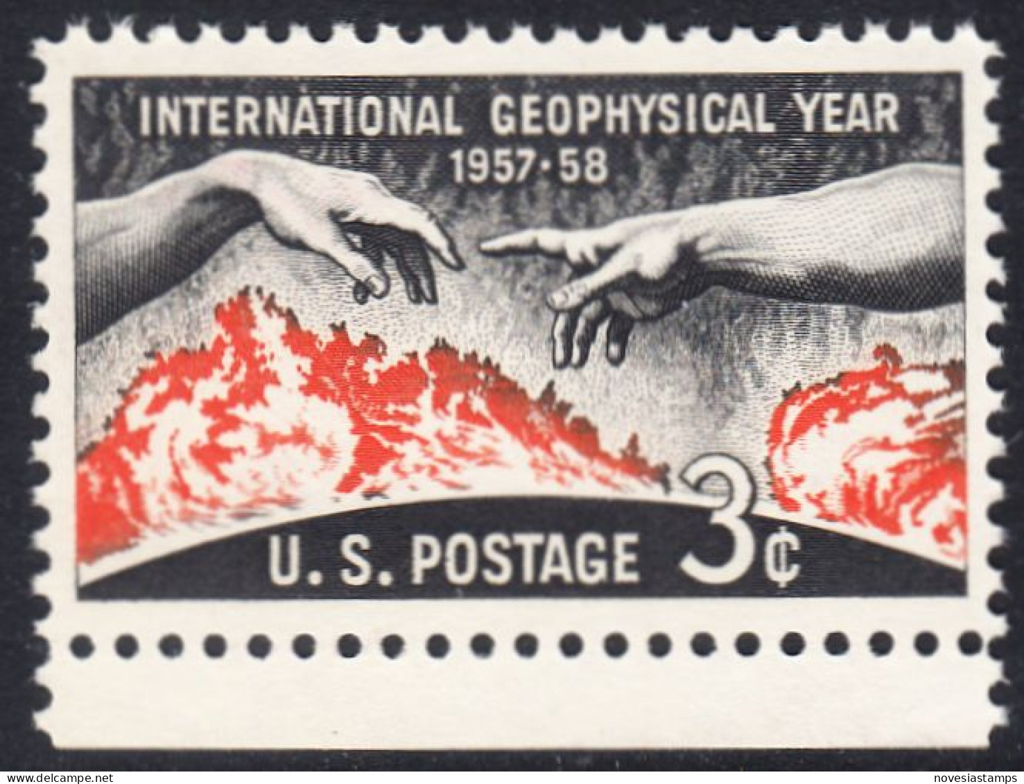 !a! USA Sc# 1107 MNH SINGLE W/ Bottom Margin - Geophysical Year - Nuovi