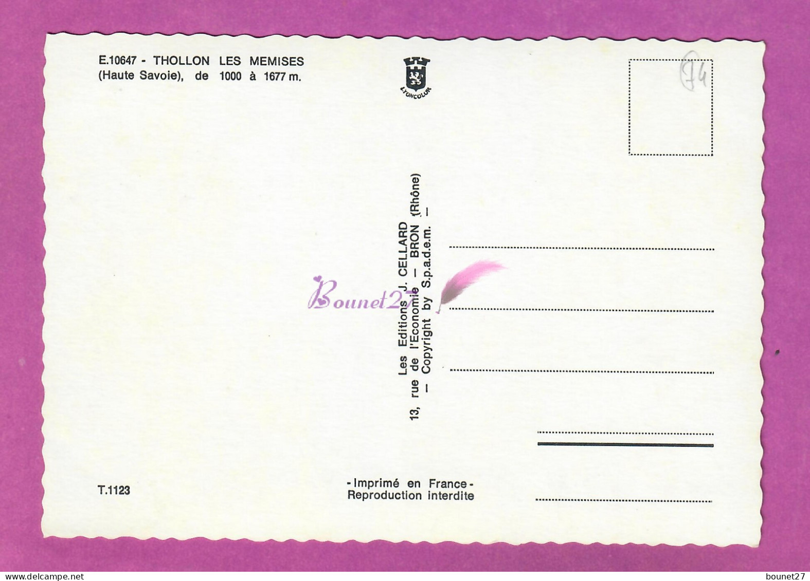 CPM THOLLON LES MEMISES 74 - Multivue Telecabine Chalet Vache Dans Le Pré La Rue Carte Dentelée Non écrite - Thollon