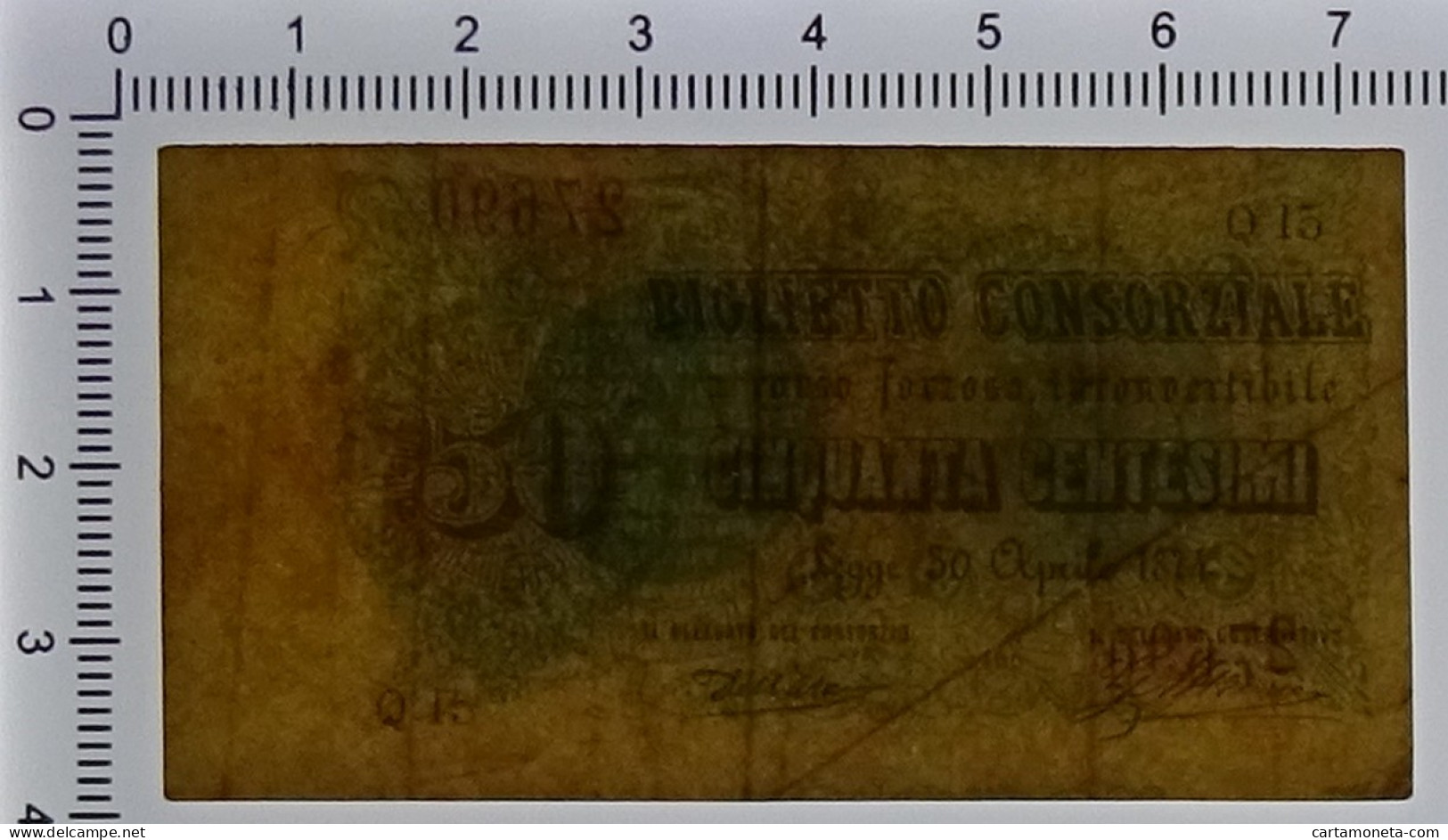 50 CENTESIMI BIGLIETTO CONSORZIALE REGNO D'ITALIA 30/04/1874 BB+ - Biglietti Consorziale