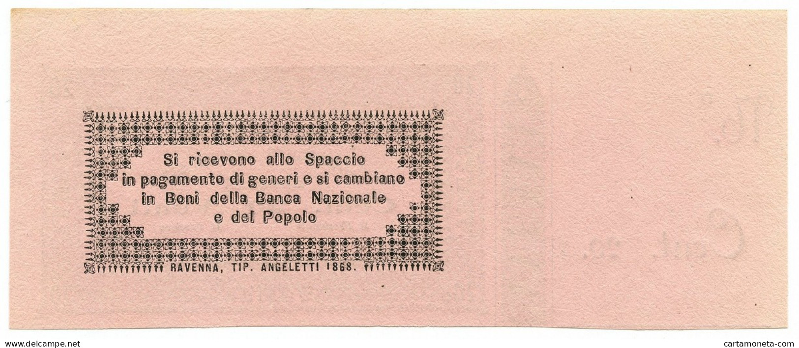 20 CENTESIMI NON EMESSO CON MATRICE ASS.NE INDUSTRIALE SPACCIO RAVENNA 1868 QFDS - Otros & Sin Clasificación