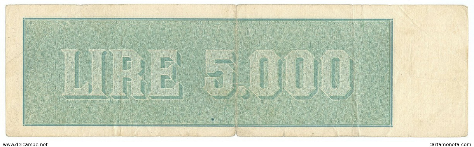 5000 LIRE TITOLO PROVVISORIO TESTINA LUOGOTENENZA UMBERTO 04/08/1945 MB+ - Andere