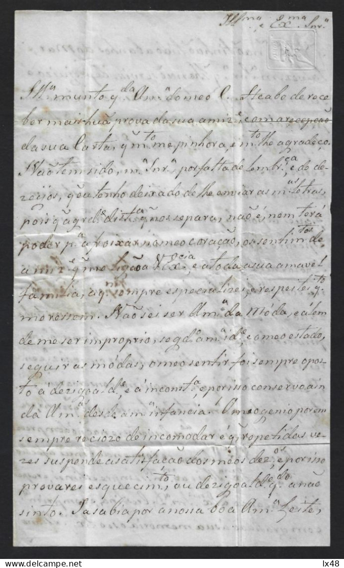 Carta Pré-filatélica 1845, Ínsua, Penalva Castelo,Viseu. Marca 'Guimaraes' 25rs Azul. 'Porto' Azul. Constanç Albuquerque - ...-1853 Prefilatelia