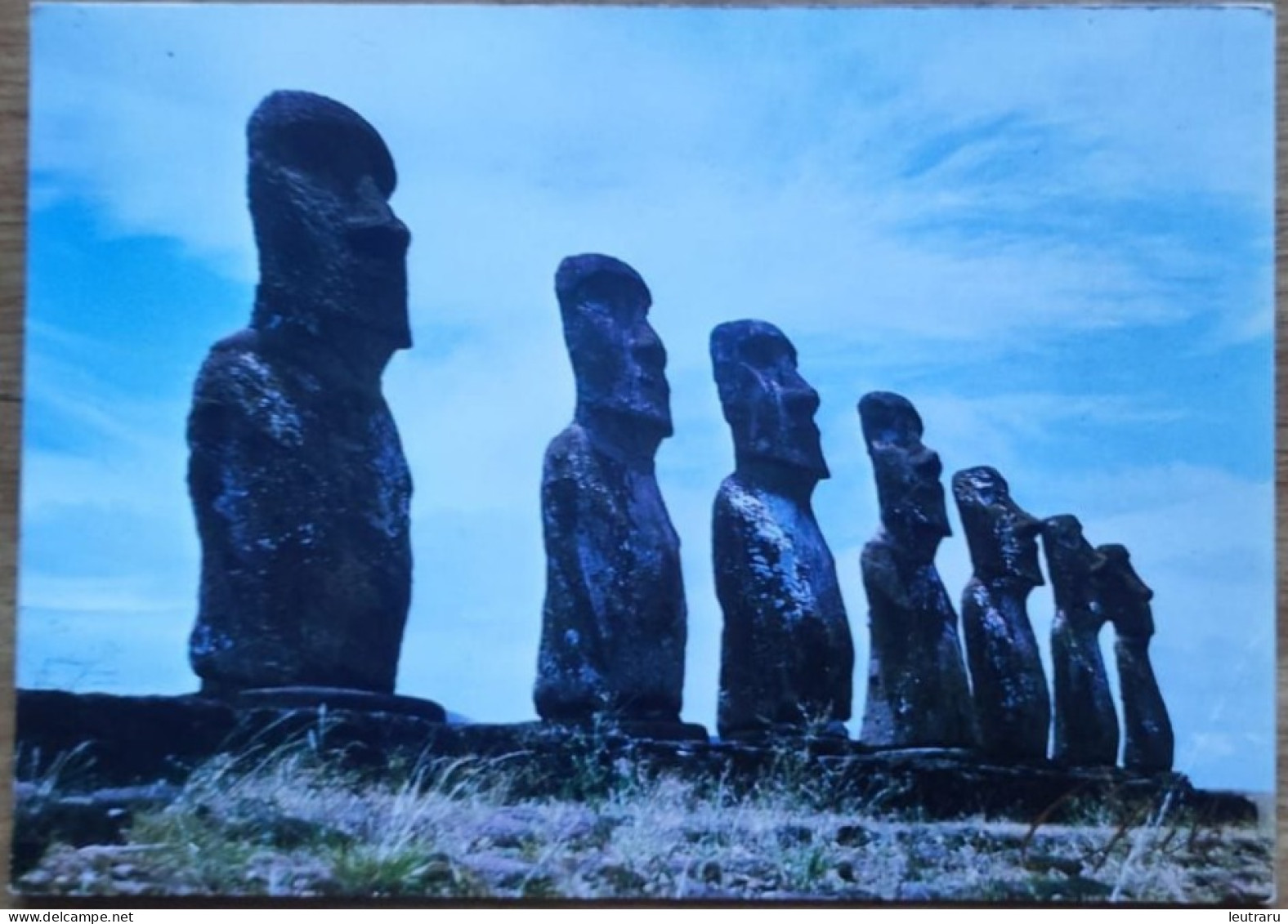 Easter Island Isla De Pascua Group Of Moais Postcard Charad Circa 1960s - Rapa Nui