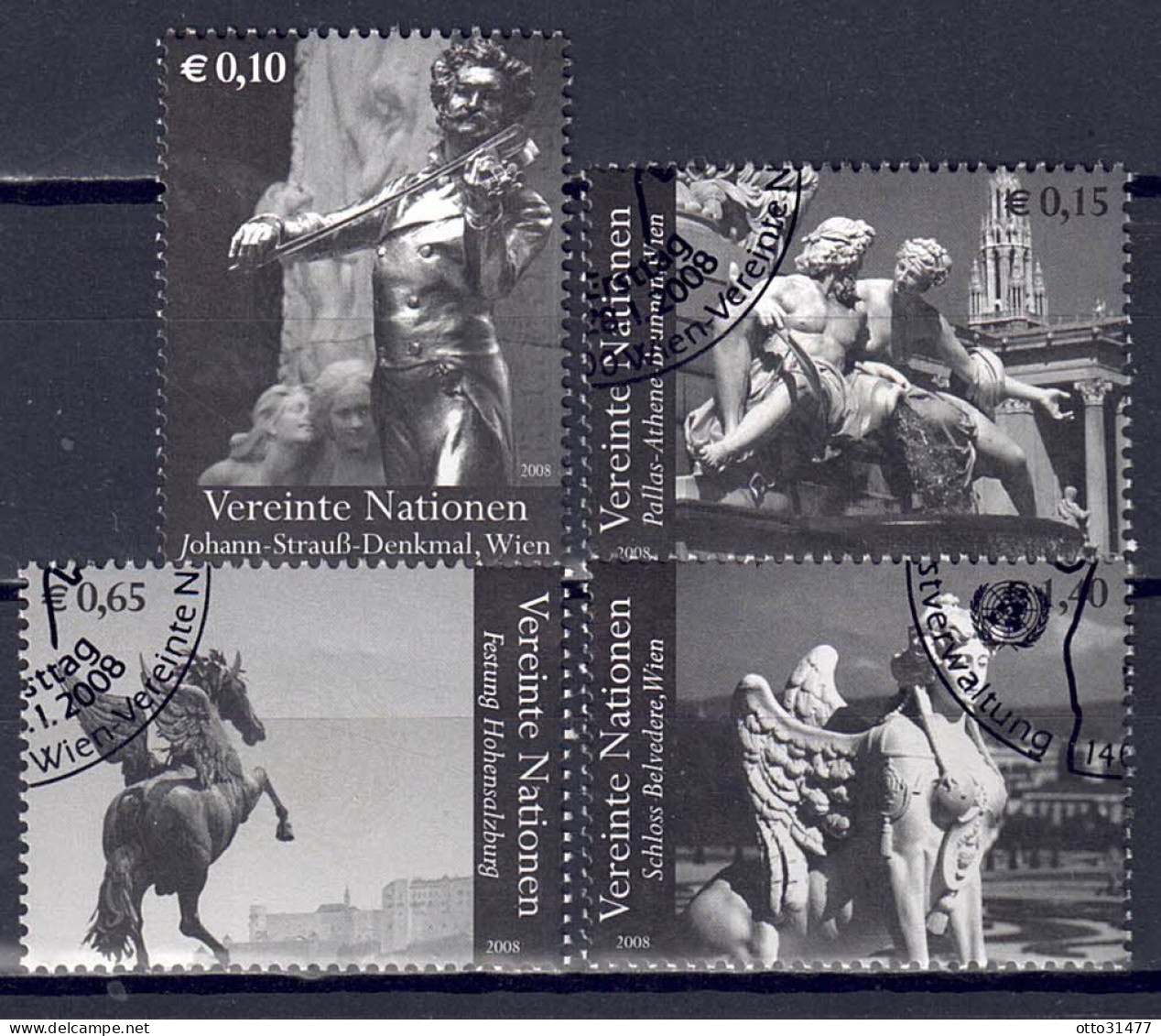 UNO Wien 2008 - Sehenswürdigkeiten, Nr. 522 - 525, Gestempelt / Used - Usati