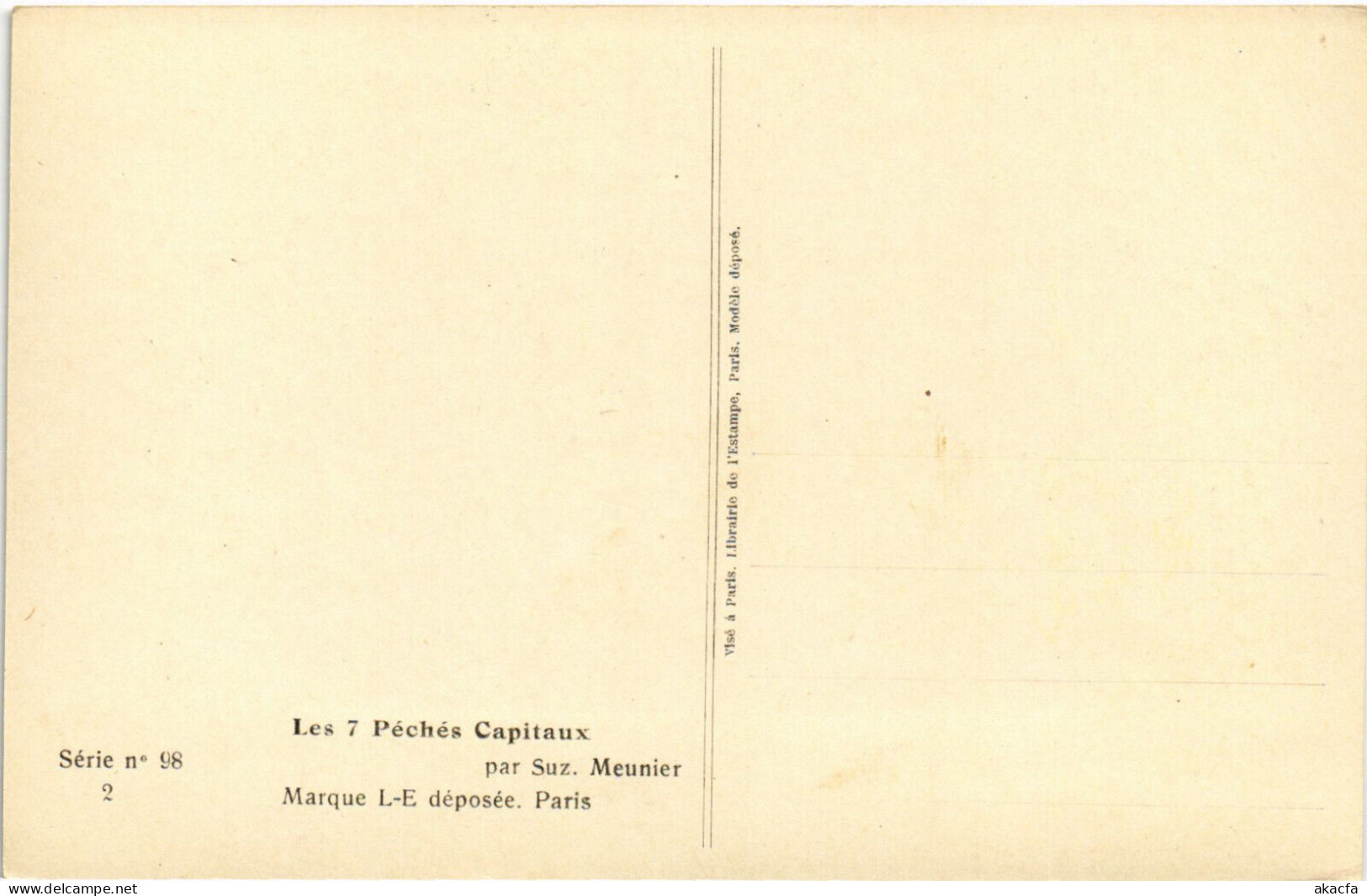 PC ARTIST SIGNED, MEUNIER, PÉCHÉS CAPITAUX, RISQUE, Vintage Postcard (b51707) - Meunier, S.