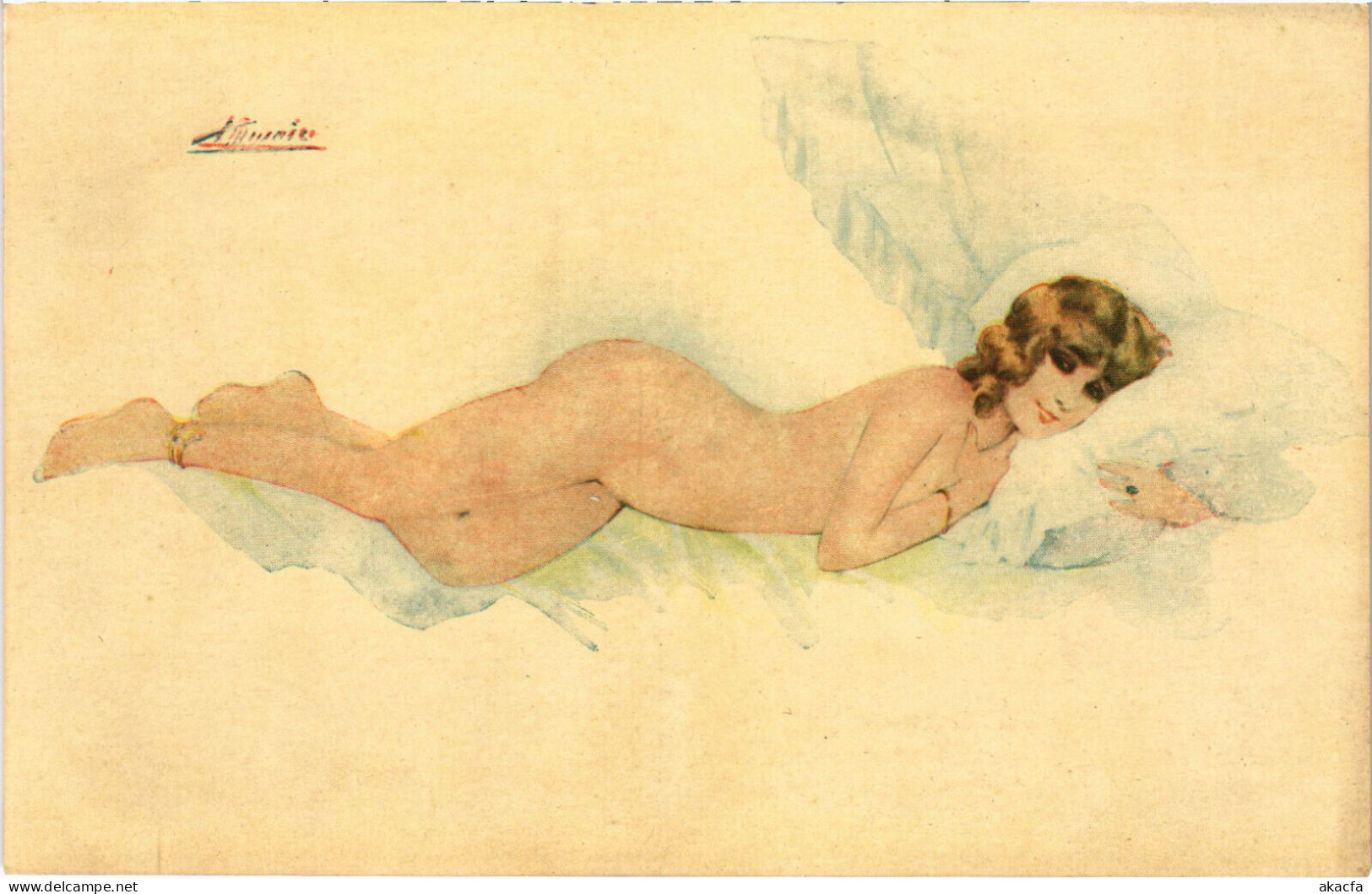 PC ARTIST SIGNED, MEUNIER, EN COSTUME D'EVE, RISQUE, Vintage Postcard (b51691) - Meunier, S.