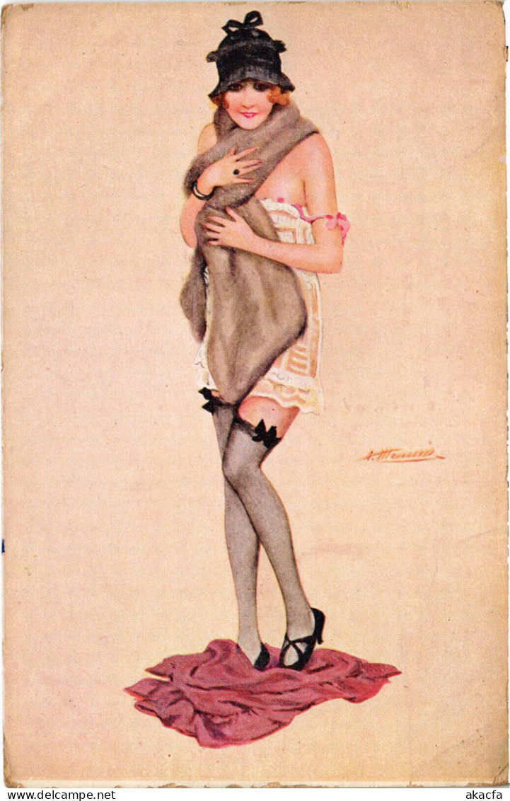 PC ARTIST SIGNED, MEUNIER, FRILEUSES DE PARIS, RISQUE, Vintage Postcard (b51690) - Meunier, S.