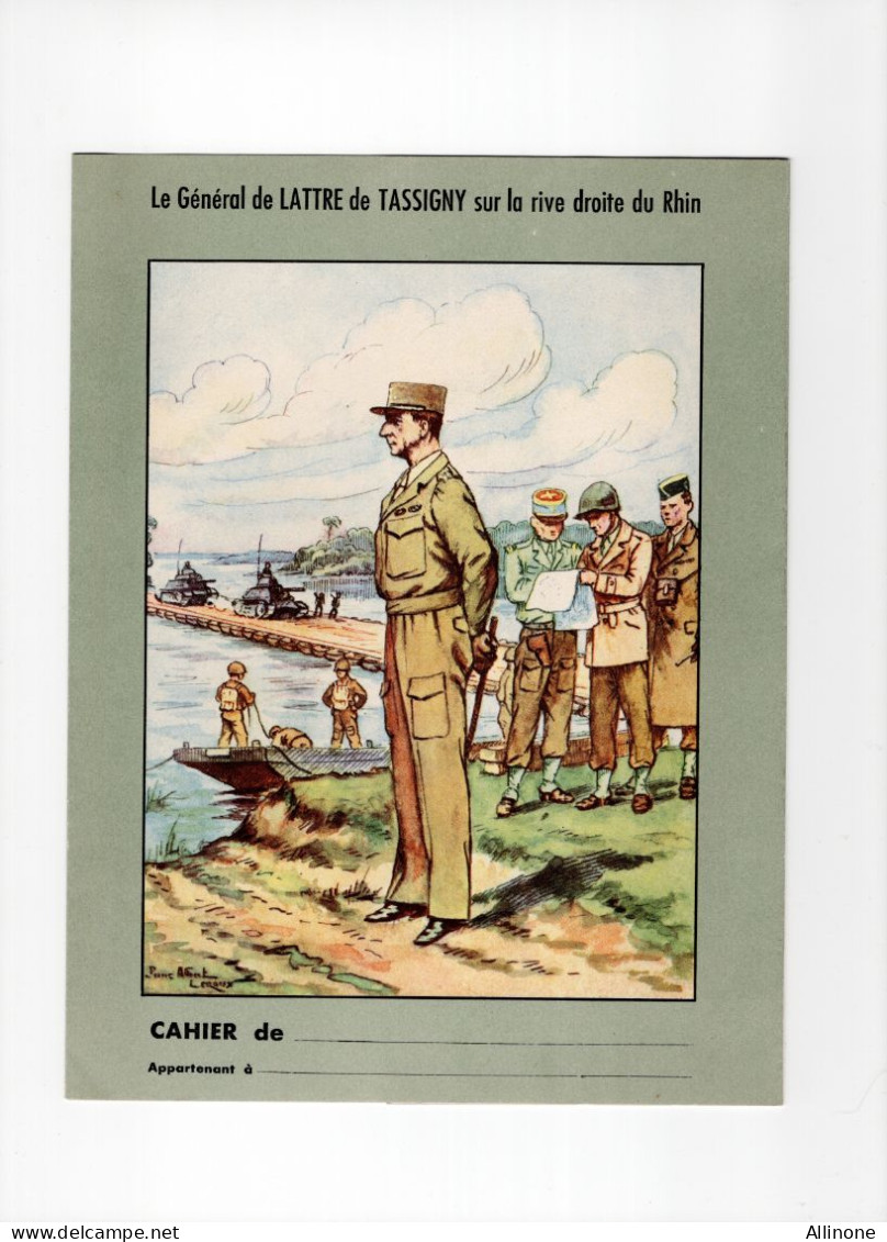 Protège Cahier Général De LATTRE De TASSIGNY Sur La Rive Droite Du Rhin TB 3 Scans - Book Covers