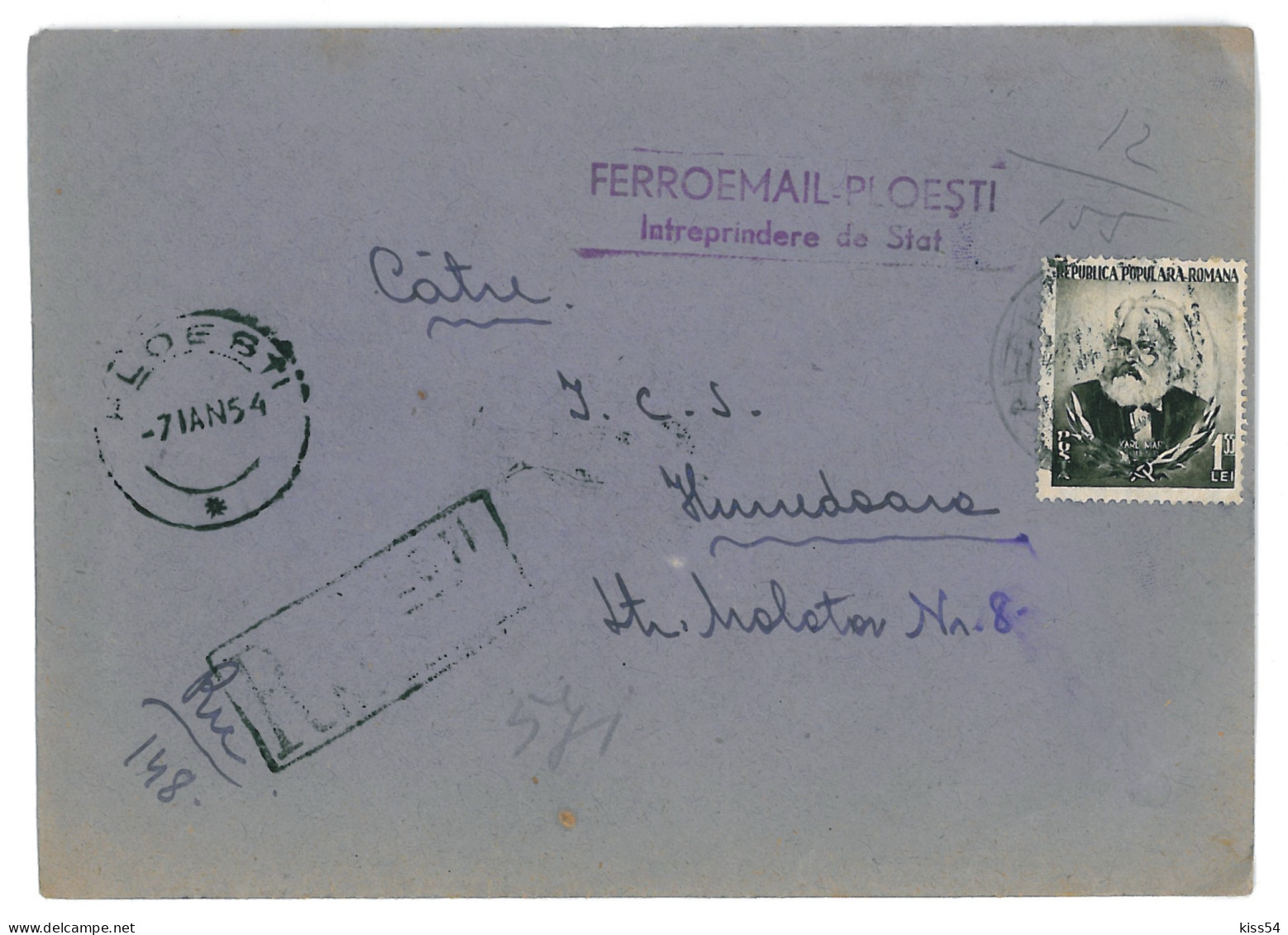 CIP 12 - 219-a Ploiesti, REGISTERED Cover - 1954 - Briefe U. Dokumente