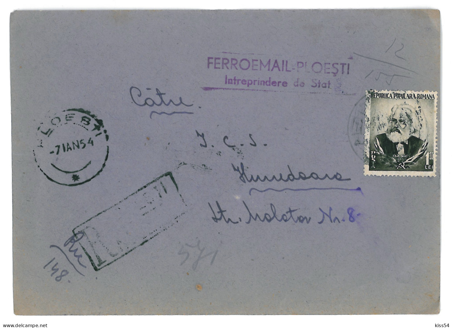 CIP 12 - 219-a Ploiesti, REGISTERED Cover - 1954 - Cartas & Documentos