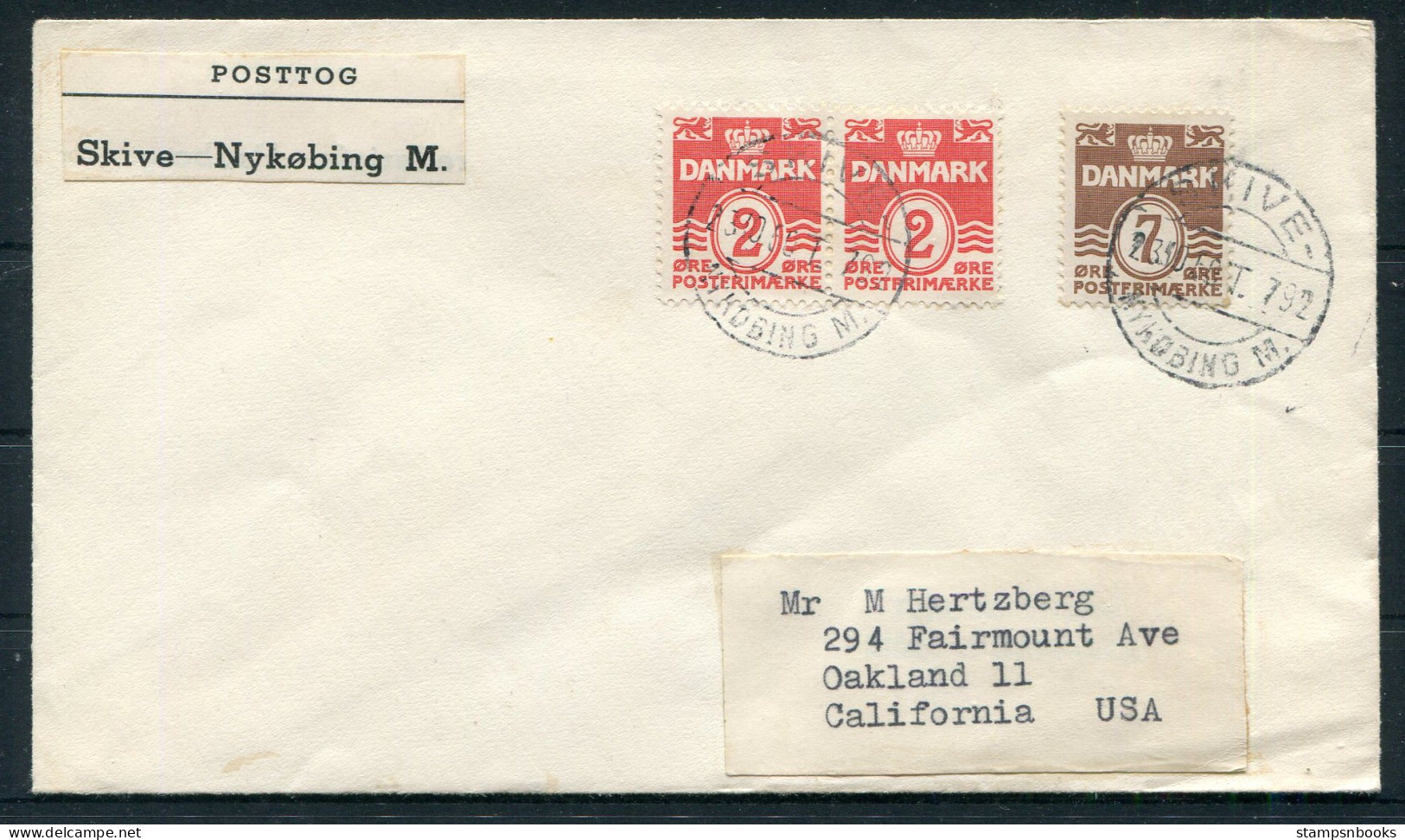 1950 Denmark Posttog Railway Cover Skive / Nykobing M - Brieven En Documenten