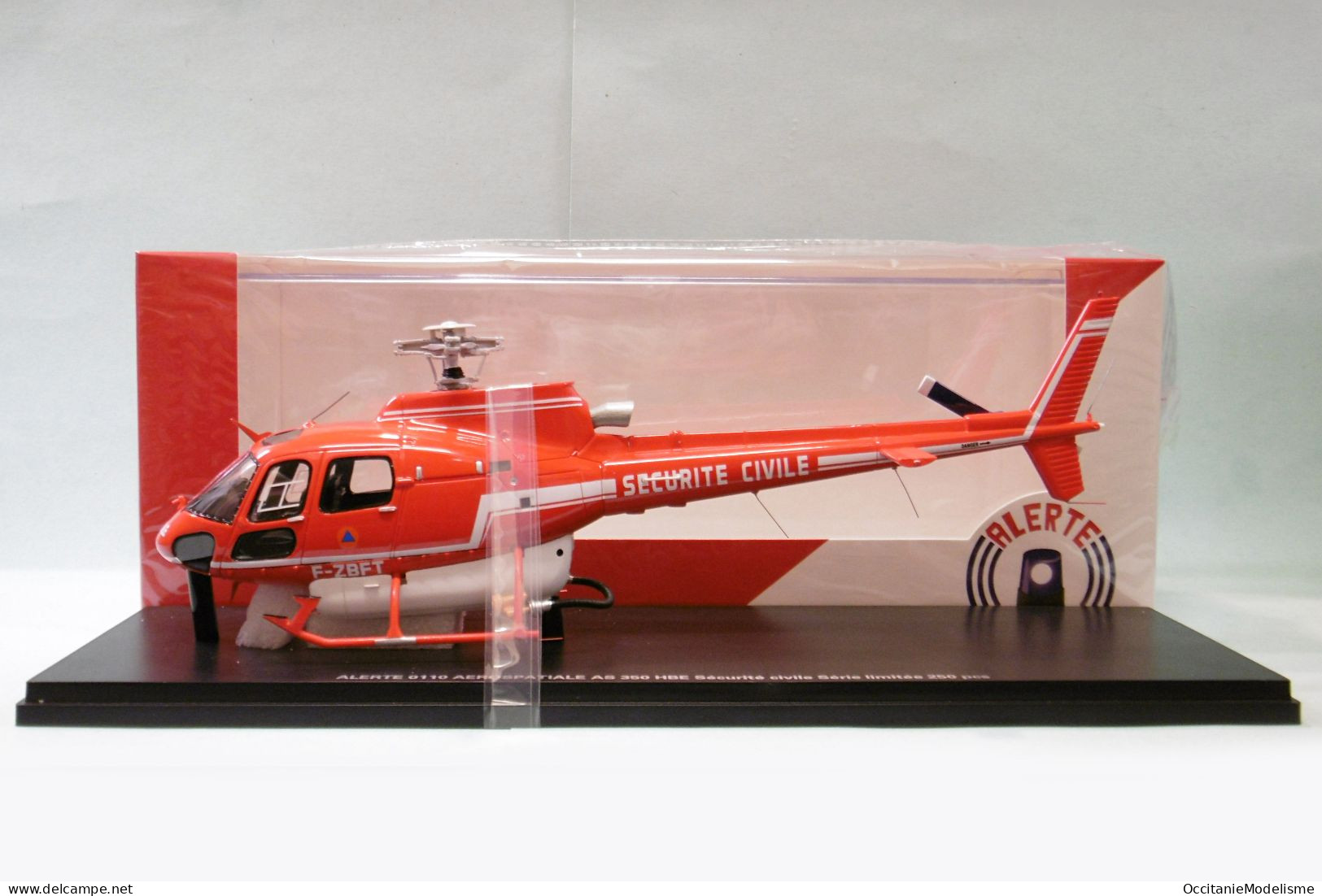 Alerte - Hélico AEROSPATIALE AS 350 HBE Sécurité Civile Pompiers Série Limitée 250 Pcs Réf. 0110 Neuf NBO 1/43 - Aviones & Helicópteros