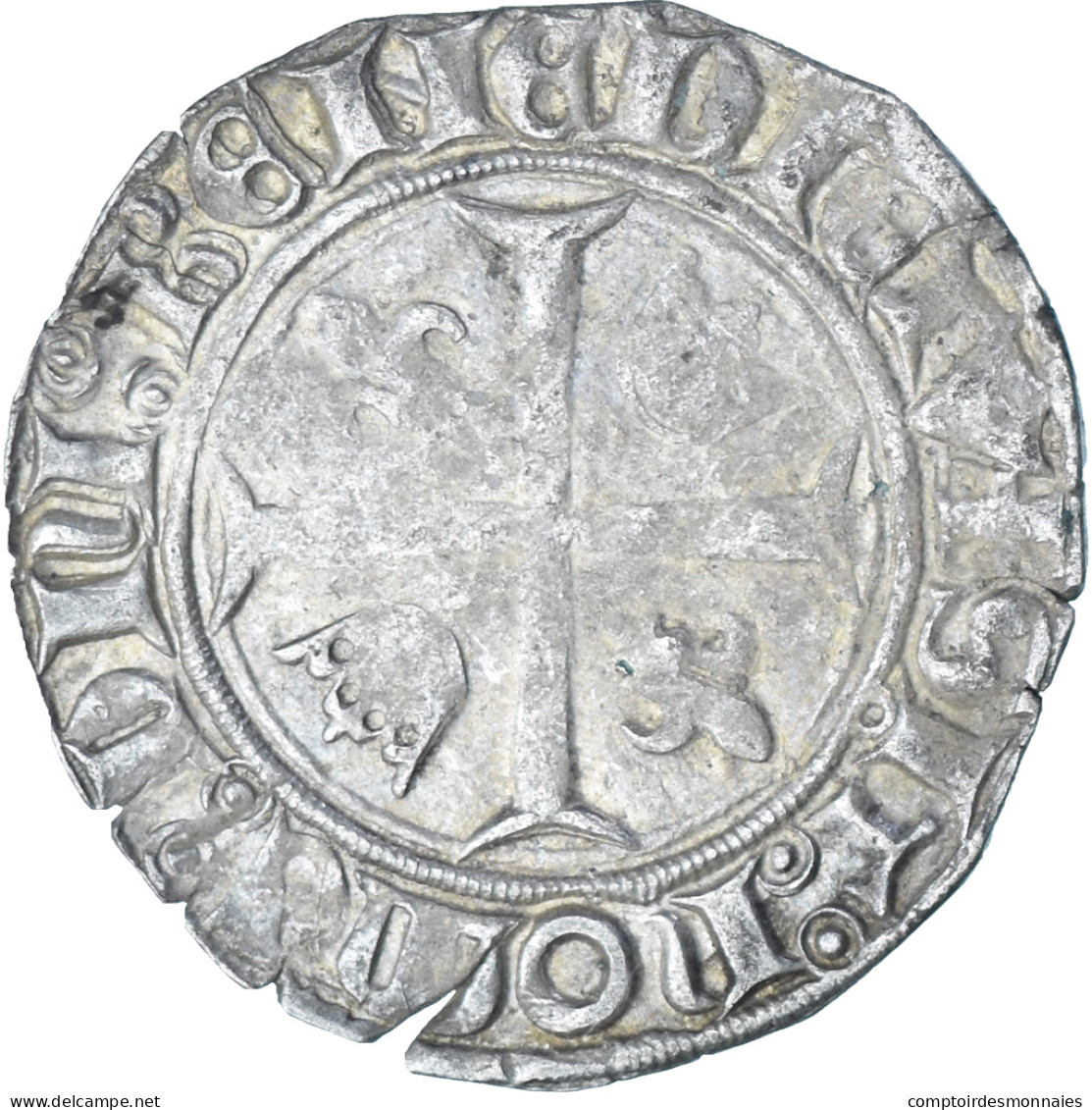 France, Charles VI, Blanc Guénar, 1380-1422, Romans, Billon, TB+, Duplessy:377C - 1380-1422 Karel VI De Waanzinnige