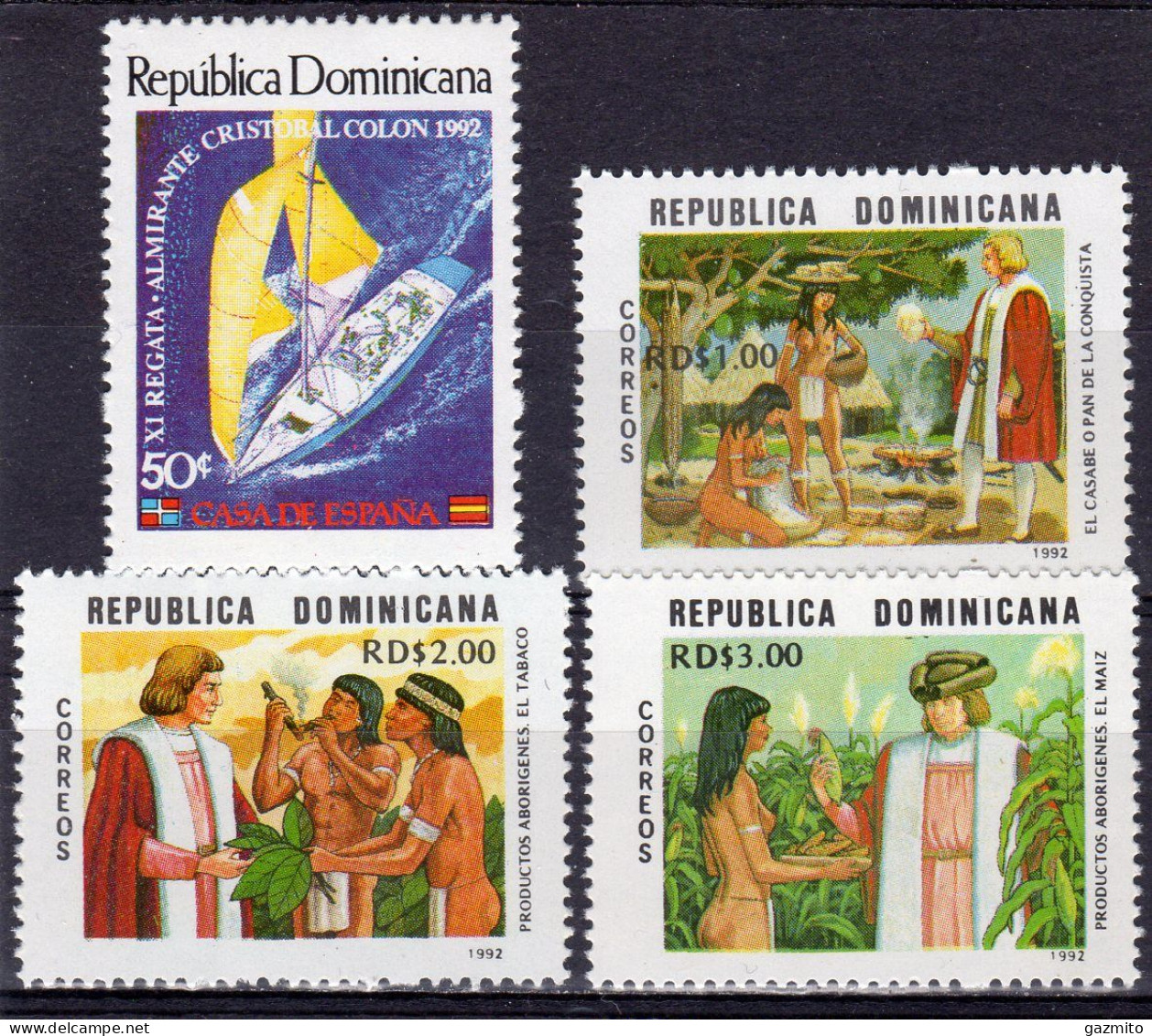 Dominicana 1992, 500th Discovery Of America, 4val - Christopher Columbus