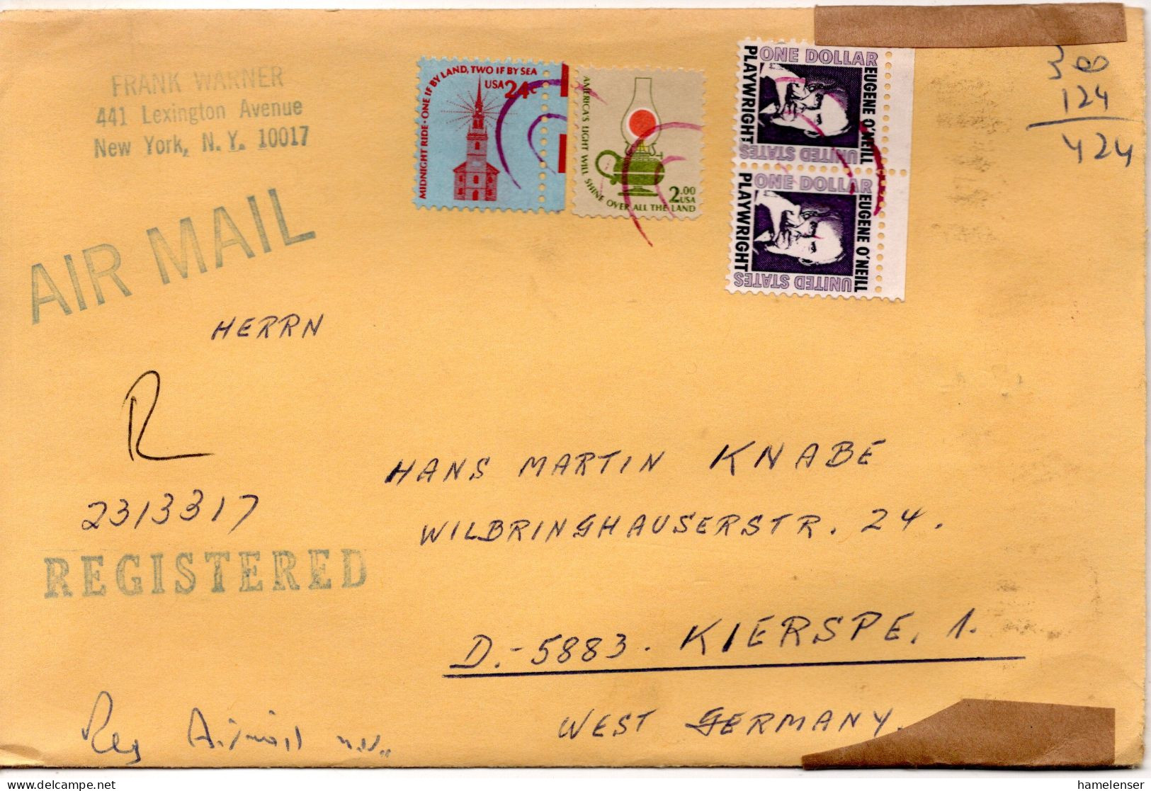 74947 - USA - 1978 - $2 Lampe MiF A R-LpBf NEW YORK -> Westdeutschland - Storia Postale