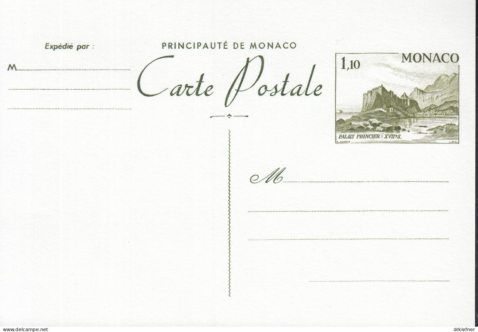 MONACO P 33, Ungebraucht, Palast Des Fürsten, 1980 - Postal Stationery