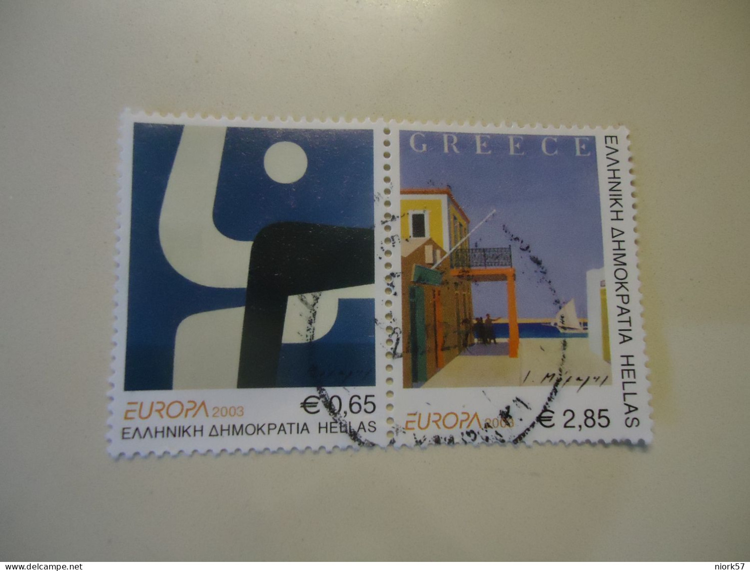 GREECE USED  STAMPS  2003 PAIR  EUROPA   POSTER ART - 2003