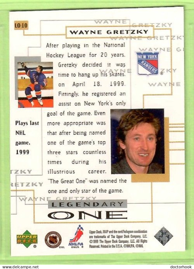 WAYNE GRETZKY---UPPER DECK MVP "LEGENDARY ONE " 1999 (NHL--4-2) - 1990-1999