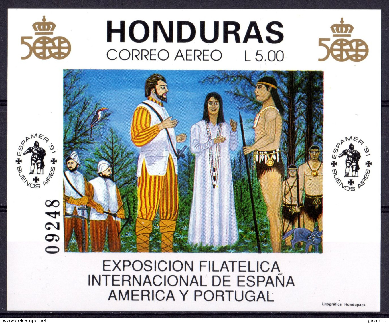Honduras 1991, Discovery Of America, BF - Indianen