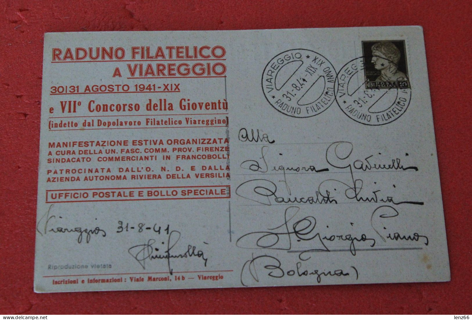 Viareggio Cartolina Per Raduno Filatelico 1941 PNF - Viareggio