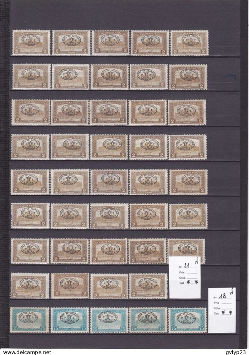 OCCUPATION ROUMAINE UN SUPERBE  LOT DE 967 TIMBRES NEUFS SANS CHARNIèRE AU 1/10° DE LA COTE YVERT ET TELLIER 1919