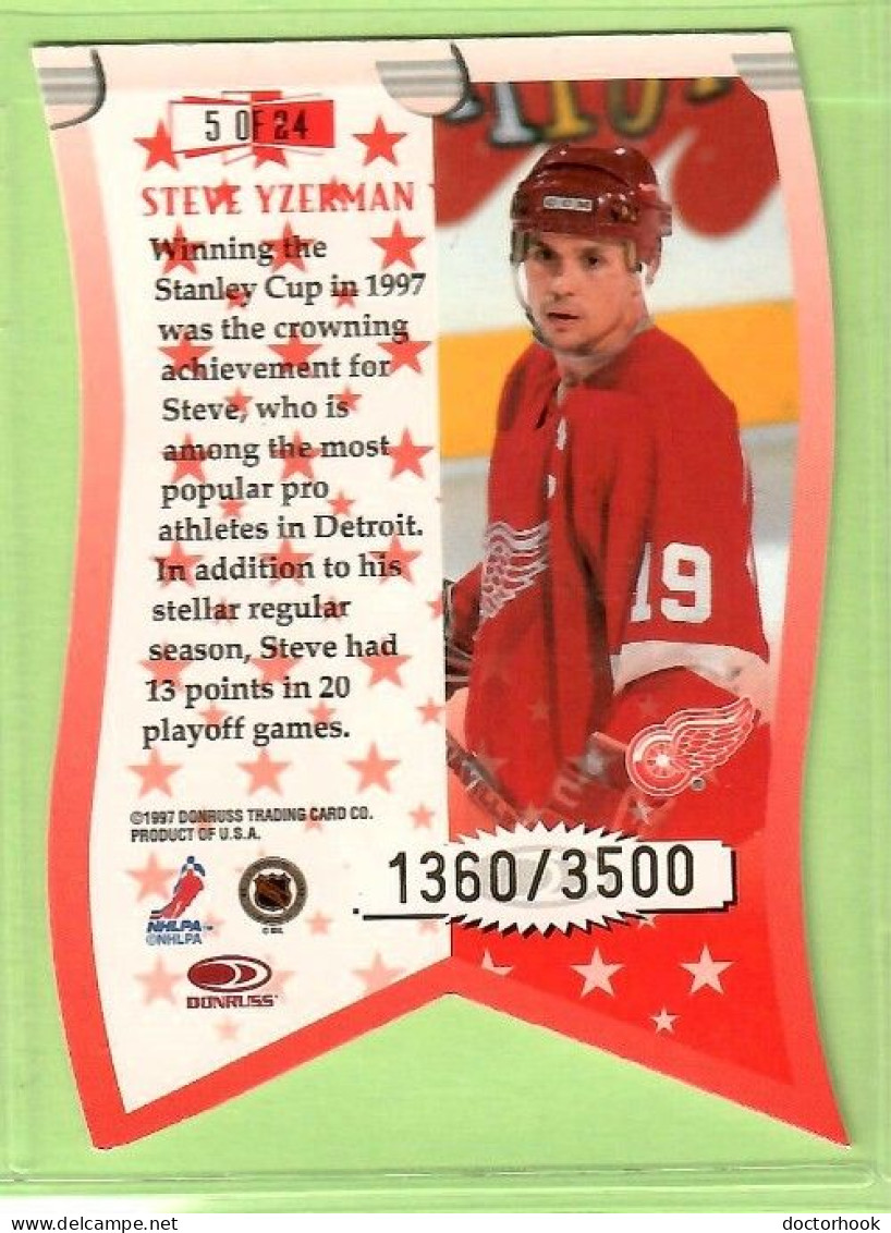 STEVE YZERMAN---DONRUSS---LEAF "BANNER SEASON" 1997-8 (NHL--4-7) - 1990-1999