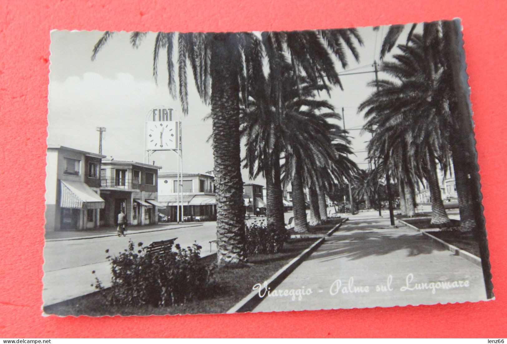 Viareggio Il Viale A Mare 1952 + Cartello Con Orologio Della Fiat - Viareggio