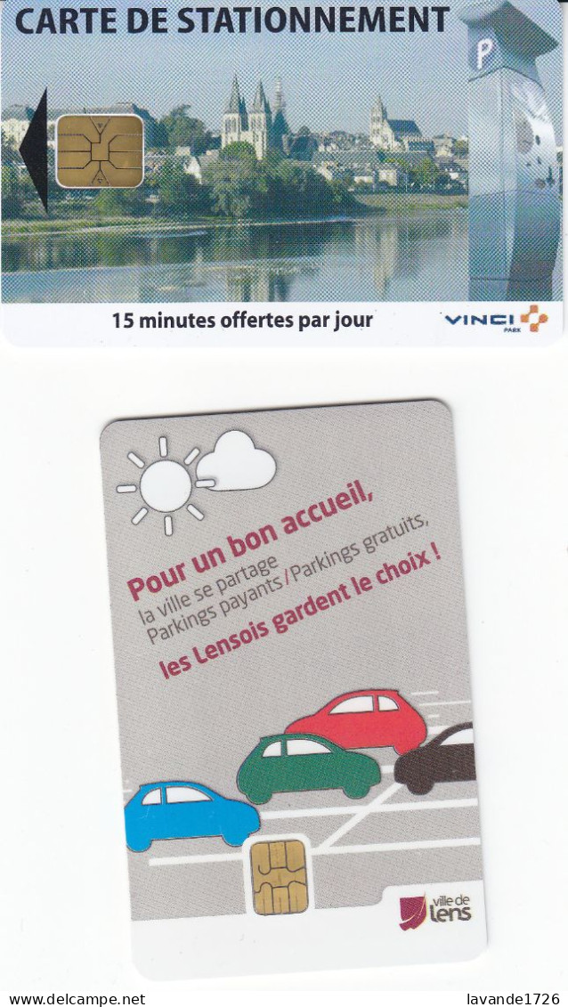 Lot De 2 Cartes De Stationnement Ville De LENS Et BLOIS - Tarjetas De Estacionamiento (PIAF)