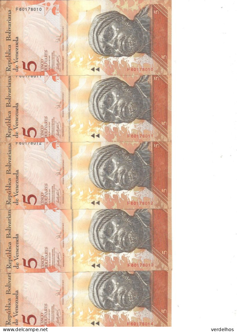 VENEZUELA 5 BOLIVARES 2007 UNC P 89 B ( 5 Billets ) - Venezuela
