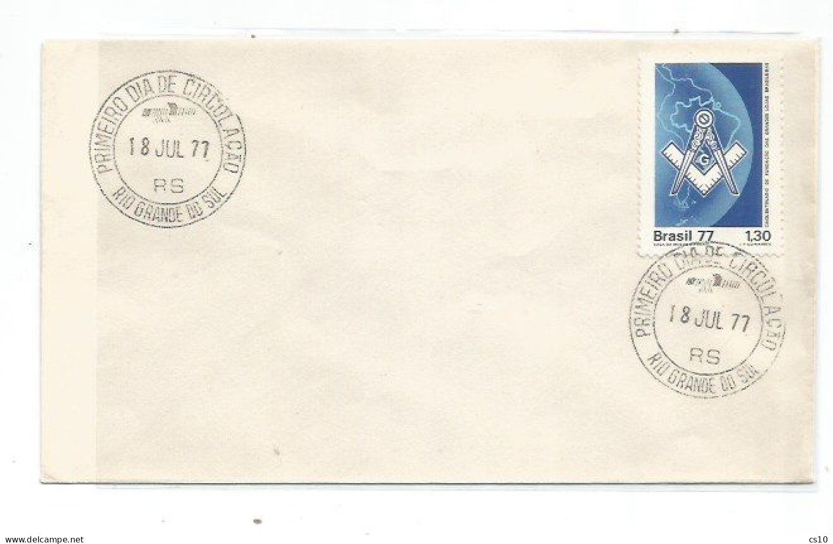 Masonry Massoneria Brasil 1977 Lions Organization 1$30 FDC Rio Grande Sud 18jul1977 - Freimaurerei