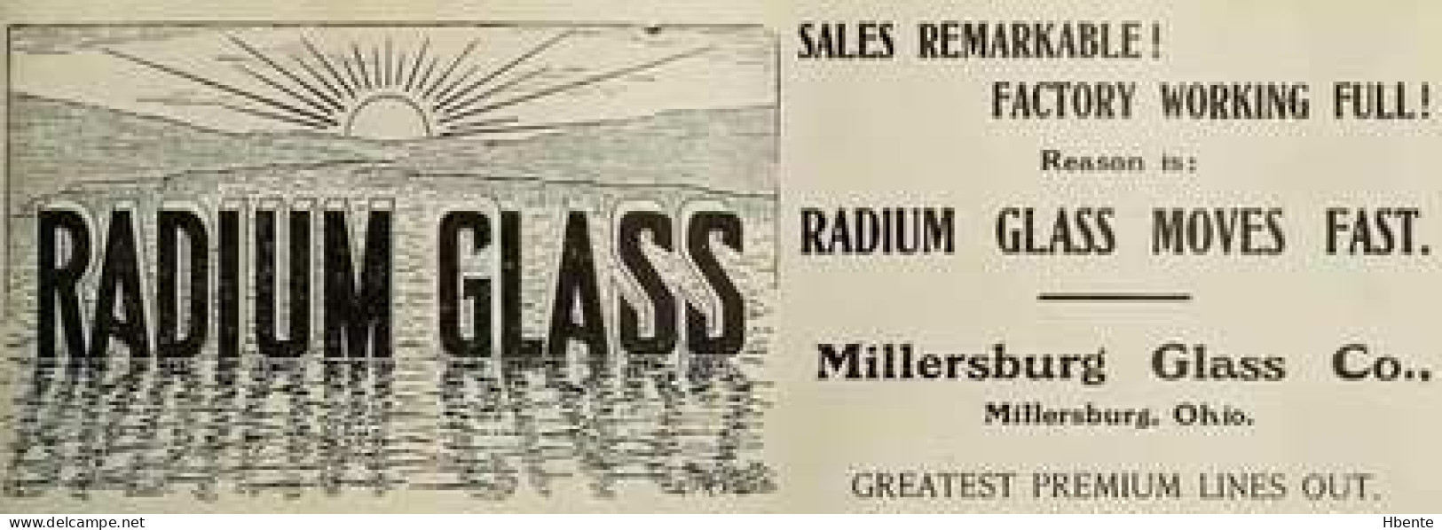 Radium Glass Moves Fast Millersburg Glass Advertising 1910 (Photo) - Objetos