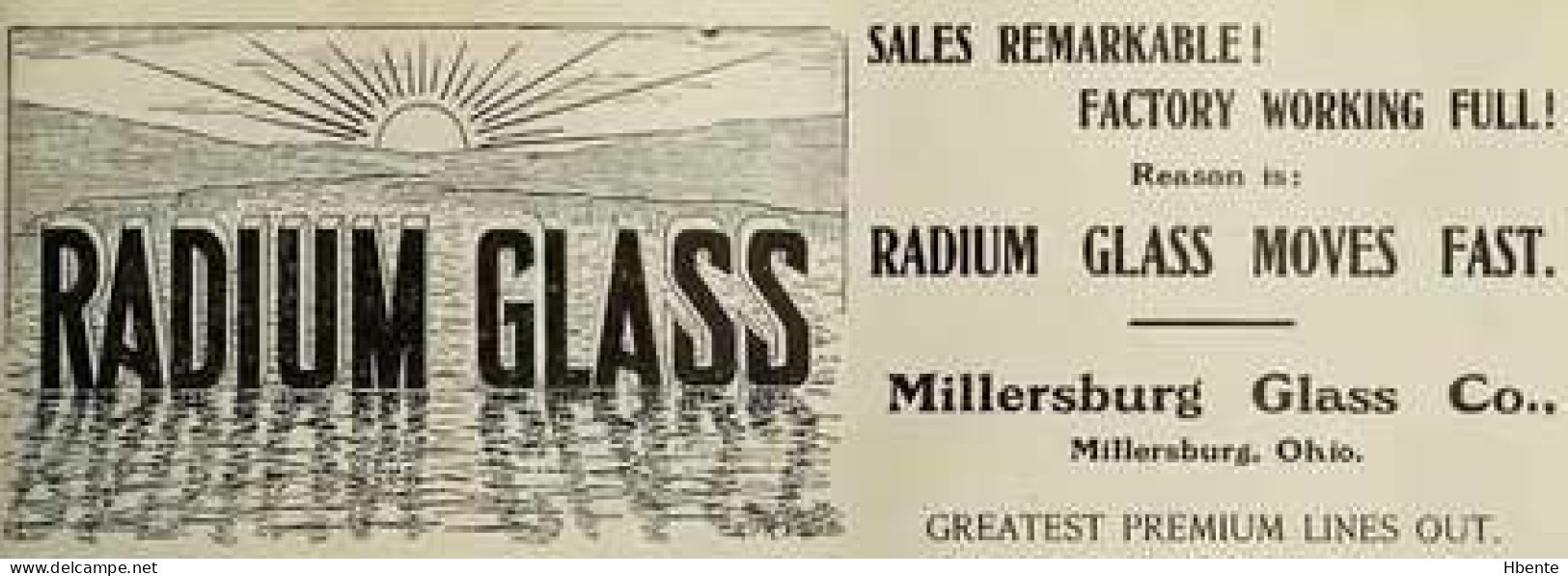 Radium Glass Moves Fast Millersburg Glass Advertising 1910 (Photo) - Oggetti