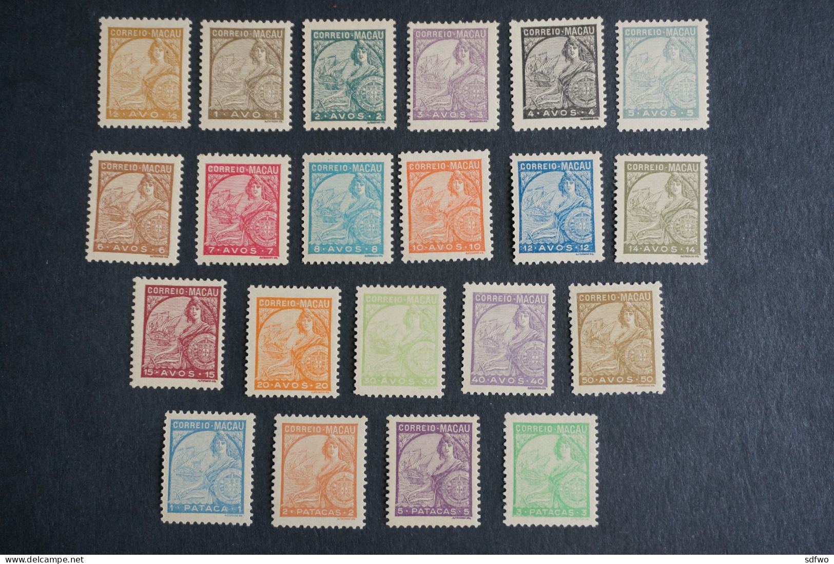 (T3) Macau Macao - 1934 Padroes Complete Set (21v) - MH - Unused Stamps