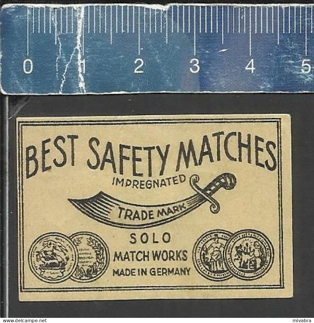 SOLO MATCH WORKS MADE IN GERMANY (SWORD)  - OLD EXPORT MATCHBOX LABEL GERMANY (DDR ??) - Boites D'allumettes - Etiquettes