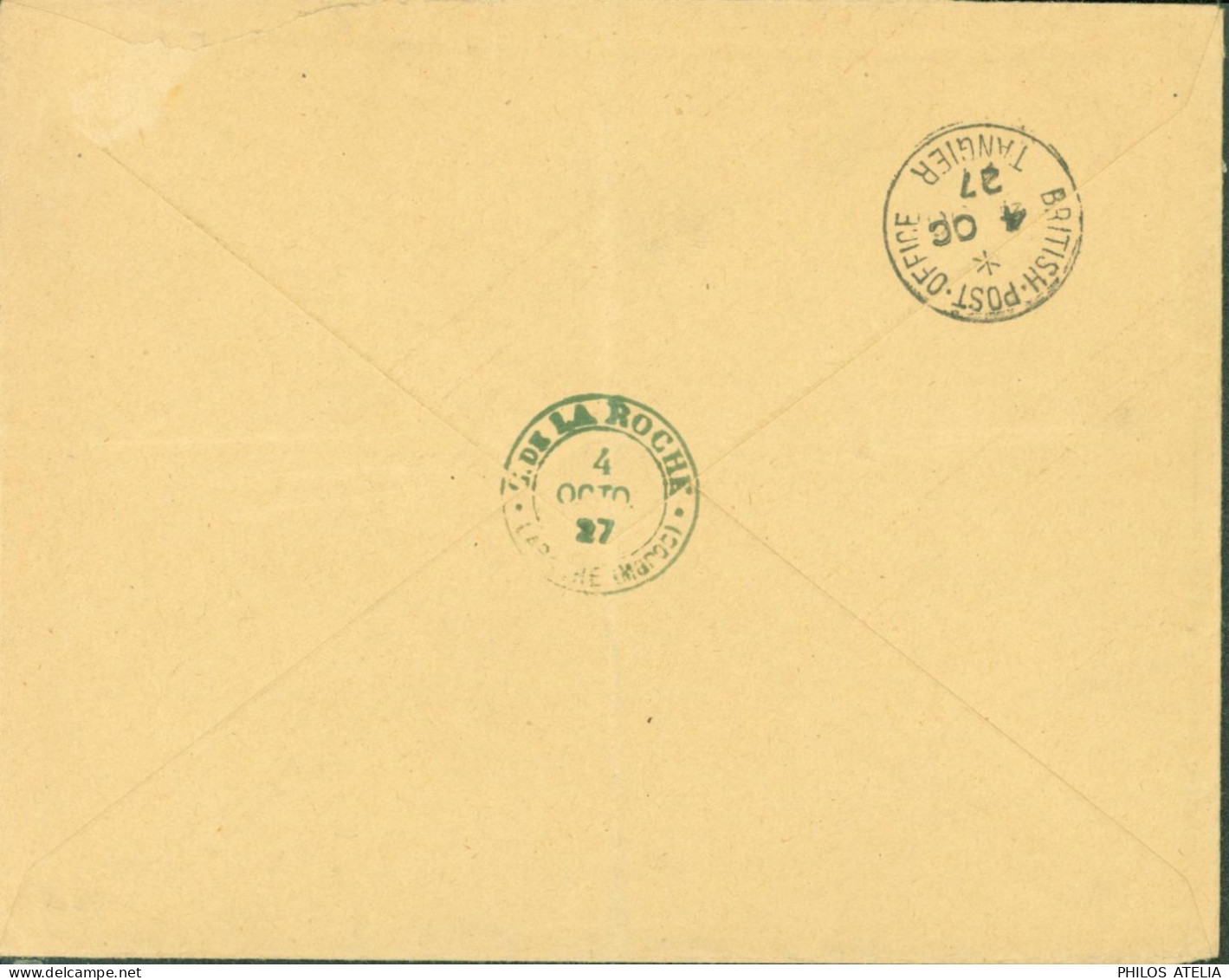 Bureau Anglais Au Maroc YT N°48 Ou 54 ? Surchargé Morocco Agencies 40ct CAD British Post Office Larache 4 OCT 1927 - Postämter In Marokko/Tanger (...-1958)