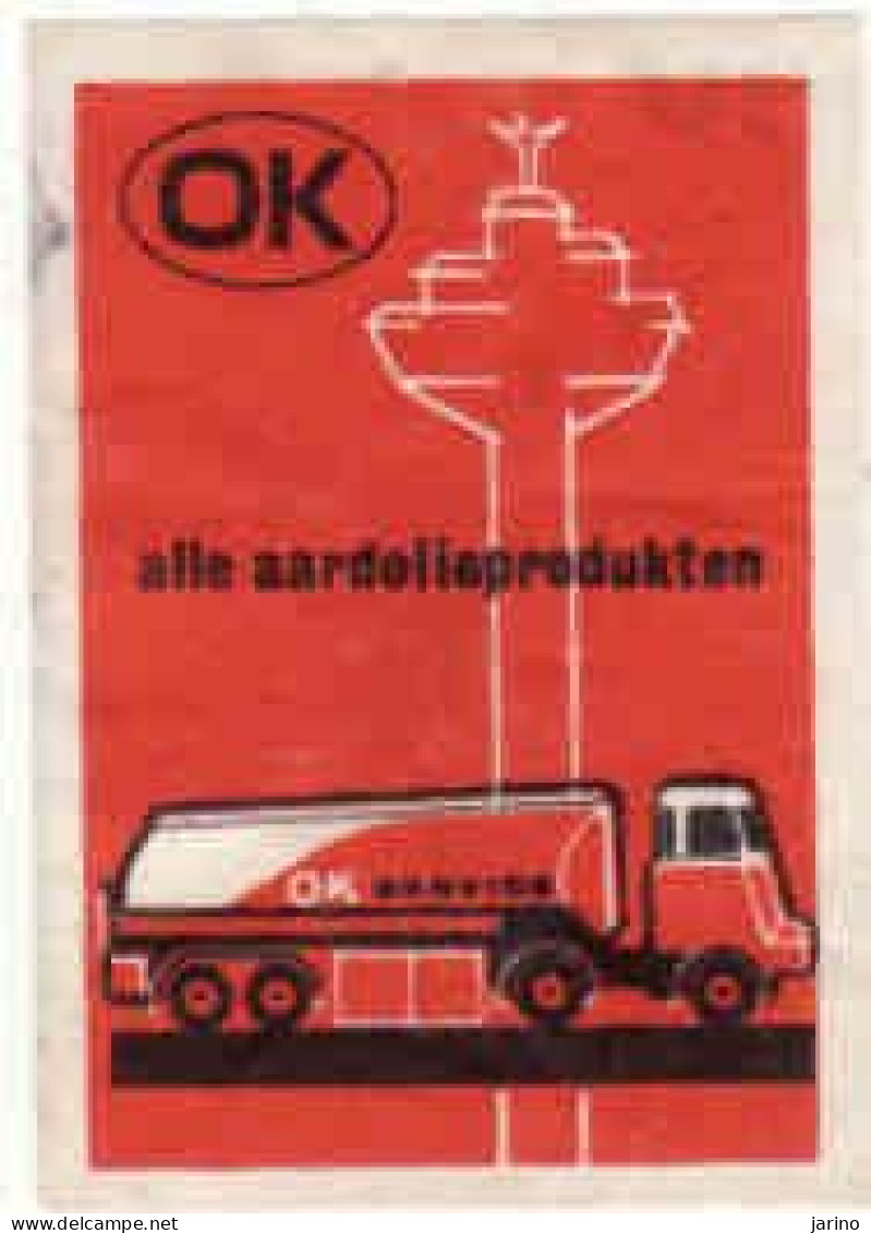 Dutch Matchbox Label, OK, Alle Aardelieprodukten, Truck,  Holland, Netherlands - Boites D'allumettes - Etiquettes