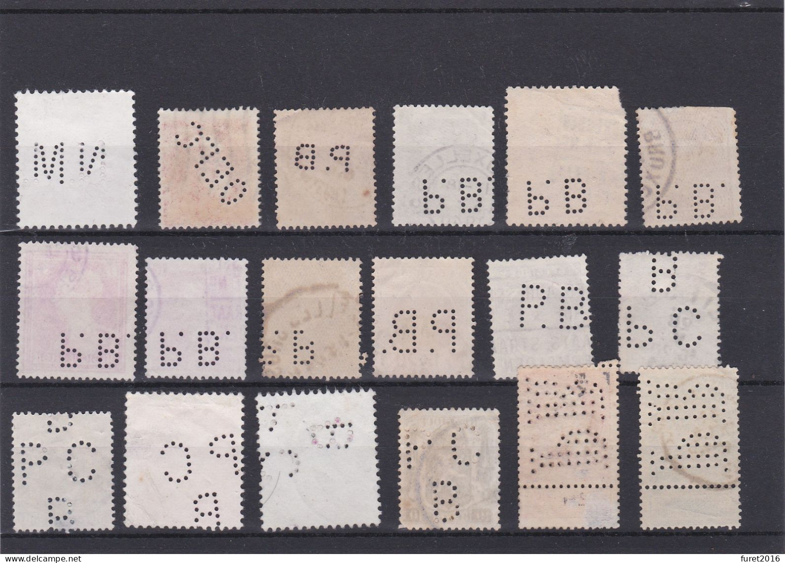 Belgique LOT DE TIMBRES PERFORES ¨Perfins - Non Classés