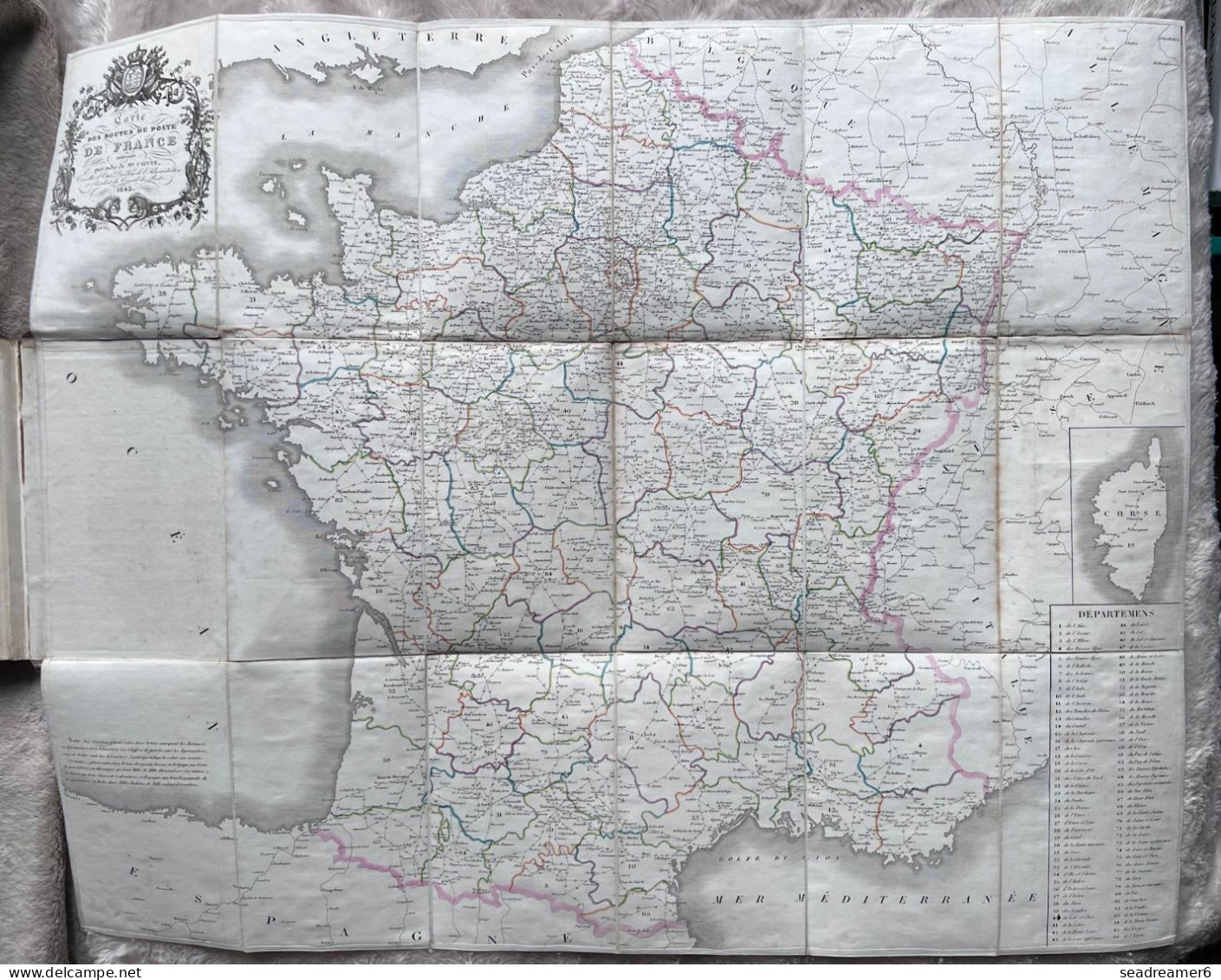 LIVRE RARE ANCIEN 1845 " LIVRE DE POSTE " avec tableau des paquebots de la Méditerranée + carte " ...COLLECTION BAUDOT