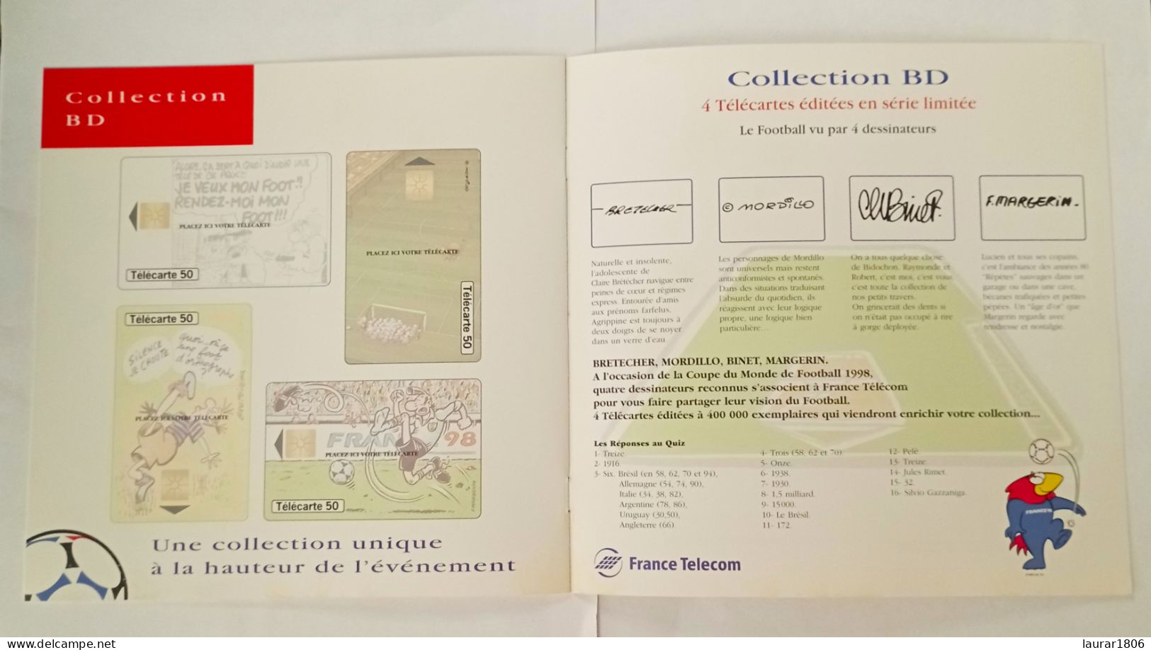 ALBUM COLLECTION TELECARTES FRANCE 98 - FRANCE TELECOM - Vierge - Bon à Très Bon Etat - Deportes