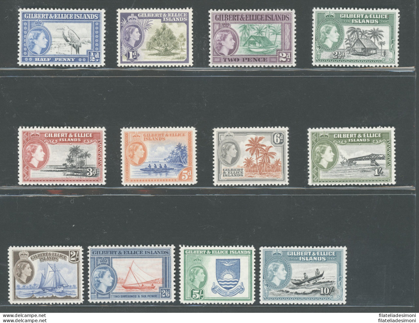 1956-62 Gilbert E Ellice Islands, Stanley Gibbons N. 64-75, Serie Di 12 Valori, MNH** - Altri & Non Classificati