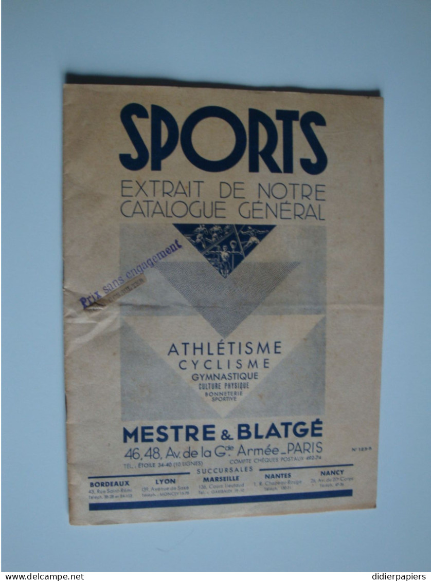 Sports Catalogue Général Mestre & Blatgé Paris Athlétisme,cyclisme,bonneterie - Sport & Tourismus