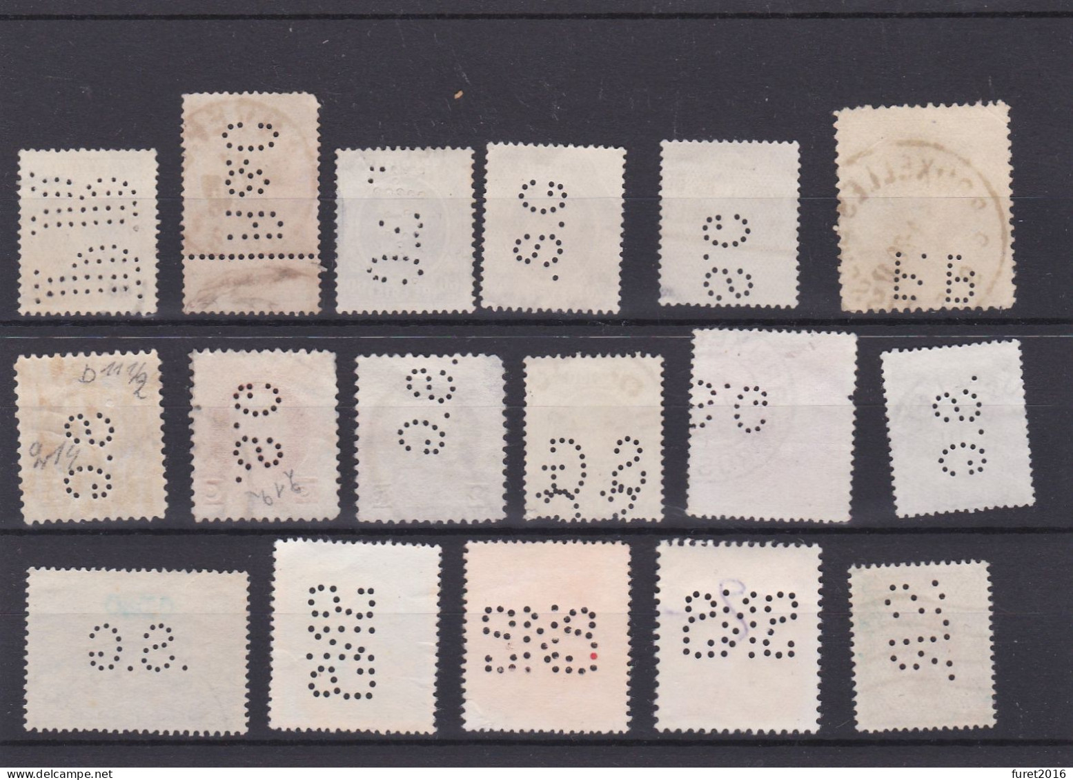 Belgique LOT DE TIMBRES PERFORES  Perfins - Unclassified