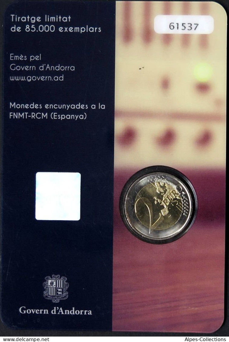 AN20016.1 - COINCARD ANDORRE - 2016 - 2 Euros Commémo. Radio Et Télévision - Andorre