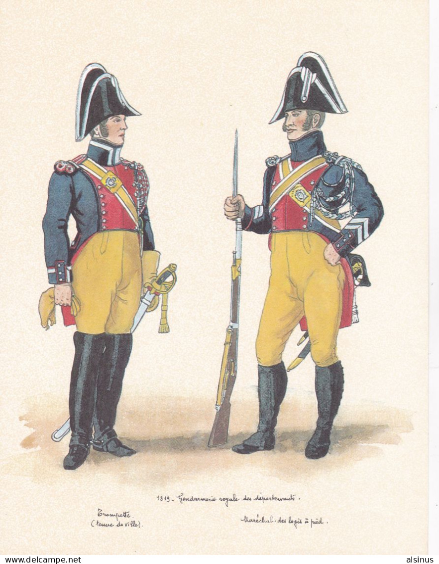 GENDARMERIE ROYALE DE 1816 A 1830 - 10 GRAVURES - Polizia