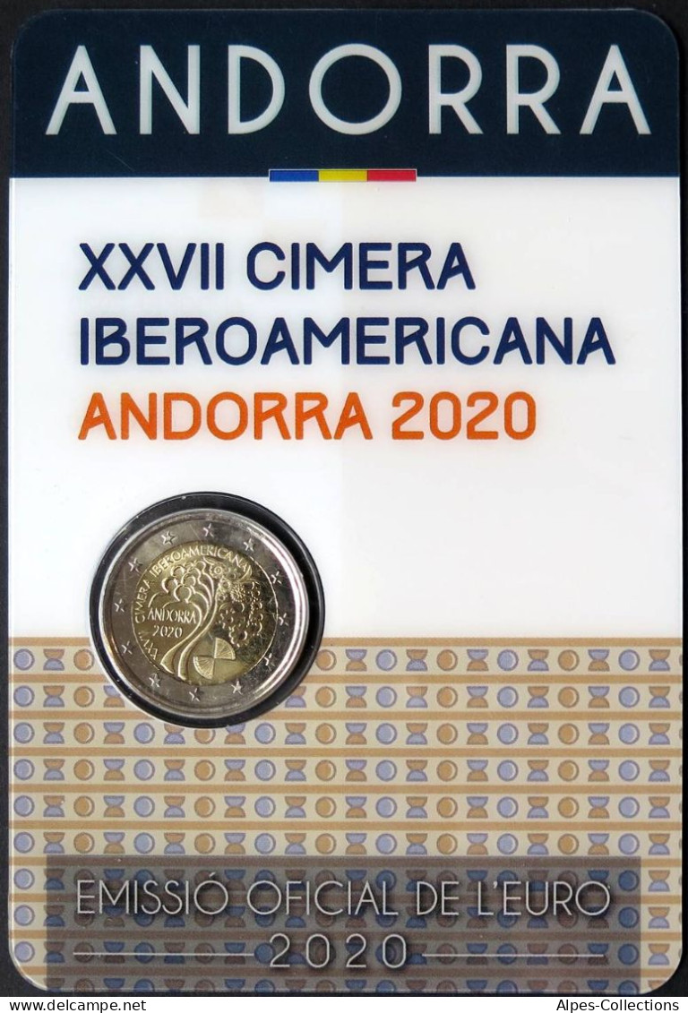 AN20020.1 - COINCARD ANDORRE - 2020 - 2 Euros Comm. 27e Sommet Ibéro-américain - Andorre