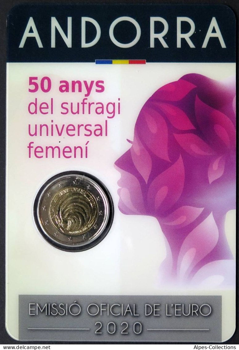 AN20020.2 - COINCARD ANDORRE - 2020 - 2 Euros Comm. Suffrage Universel Féminin - Andorre