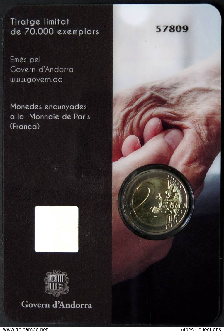 AN20021.2 - COINCARD ANDORRE - 2021 - 2 Euros Commémo. Prenons Soin De Nos Aînés - Andorra
