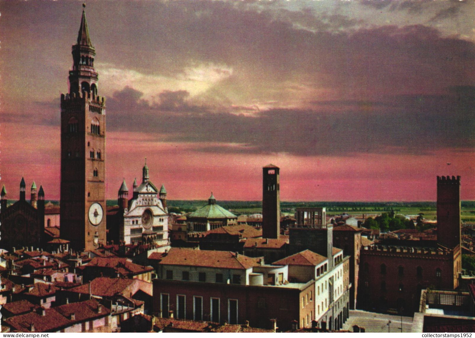 CREMONA, LOMBARDIA, ARCHITECTURE, TOWER WITH CLOCK, ITALY, POSTCARD - Cremona