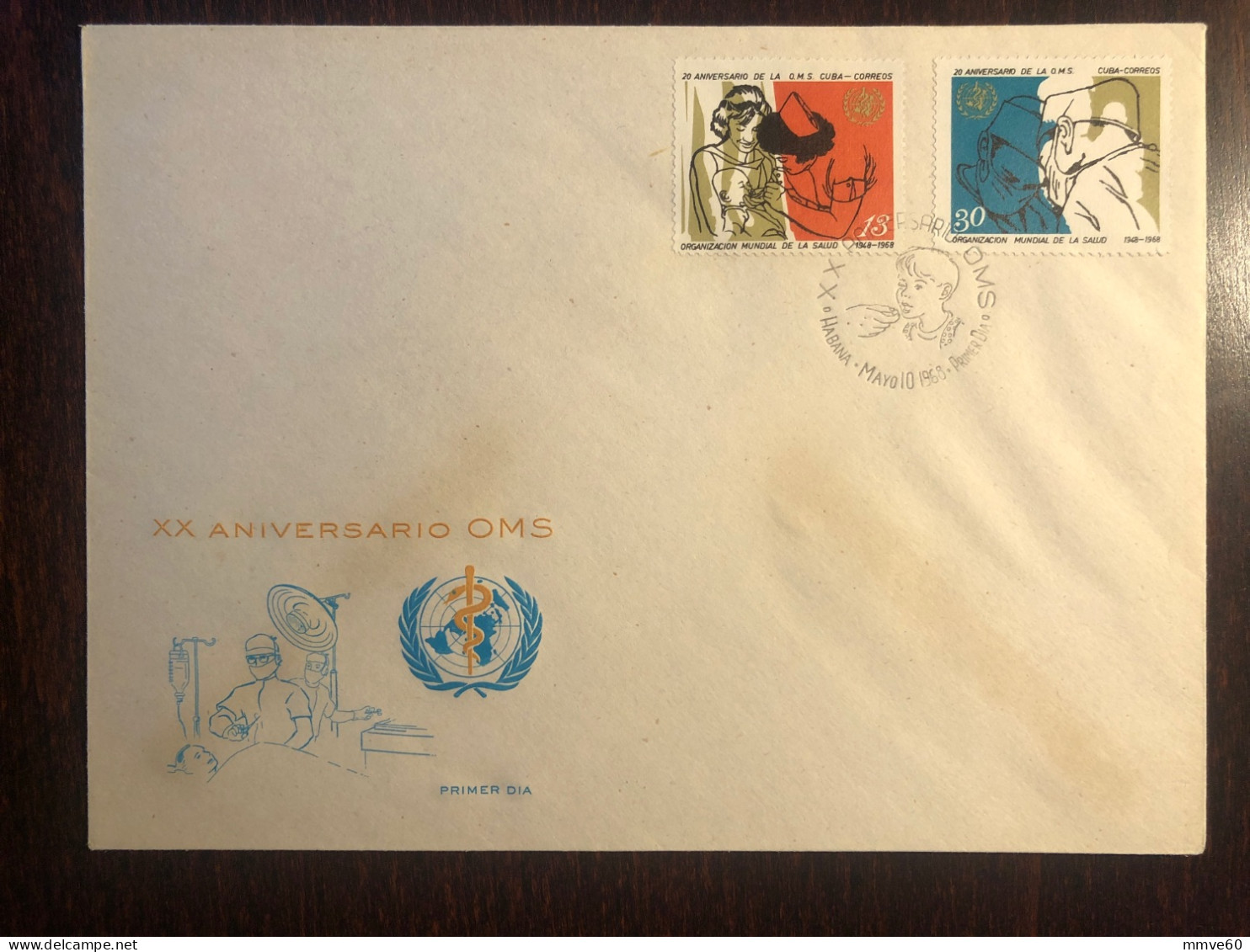 CUBA FDC COVER 1968 YEAR WHO SURGERY HEALTH MEDICINE STAMP - Brieven En Documenten